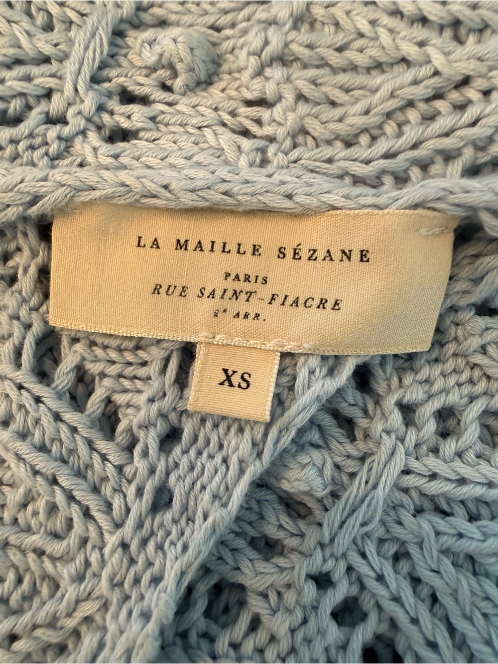 Sezane Pale Blue Crochet Knit Sweater - Picture 3 of 5